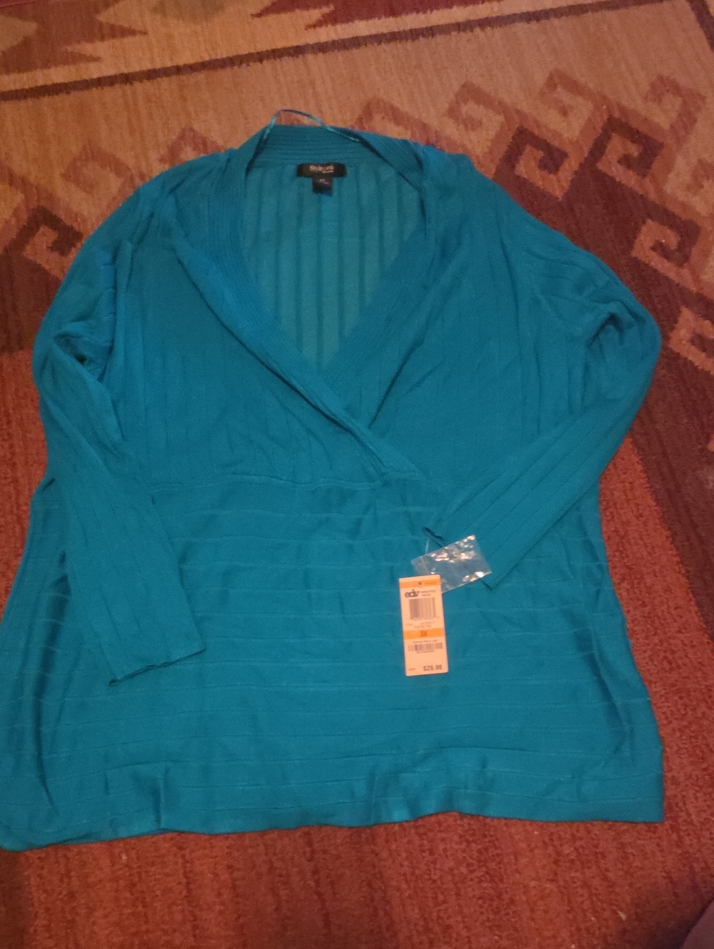 Style & Co. Teal V-Neck Wrap-Front Sweater